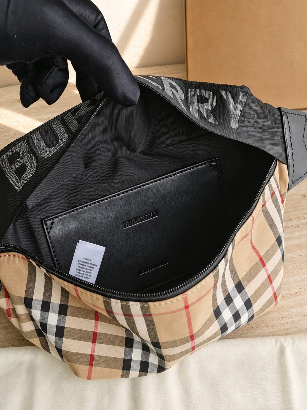 Burberry Vintage Check Beige Coated Canvas Belt Bag - Picture 3 of 5